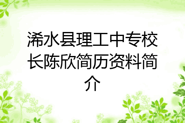 浠水县理工中专校长陈欣简历资料简介