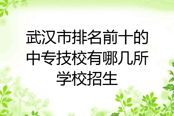武汉市排名前十的中专技校有哪几所学校招生