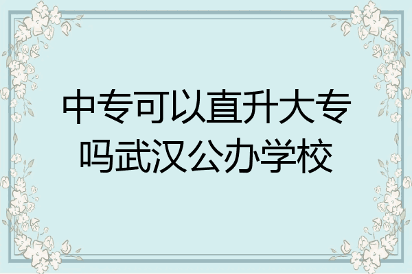 中专可以直升大专吗武汉公办学校