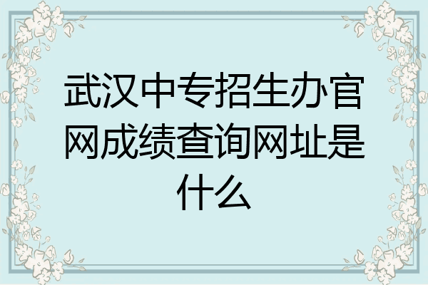 武汉中专招生办官网成绩查询网址是什么