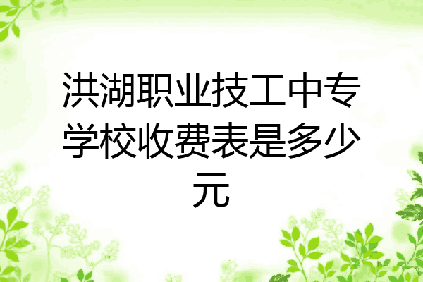 洪湖职业技工中专学校收费表是多少元