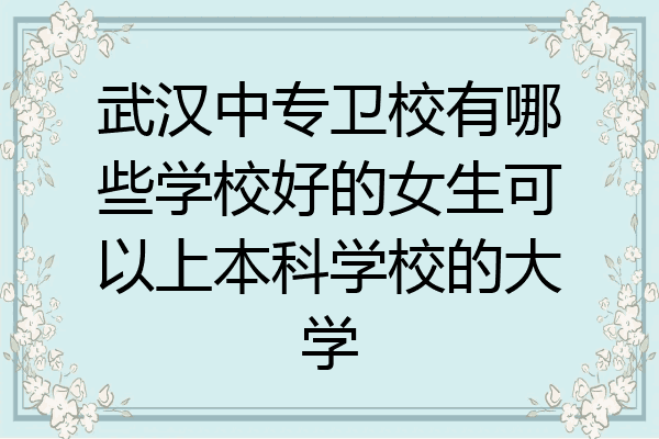 武汉中专卫校有哪些学校好的女生可以上本科学校的大学