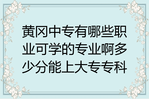 黄冈中专有哪些职业可学的专业啊多少分能上大专专科
