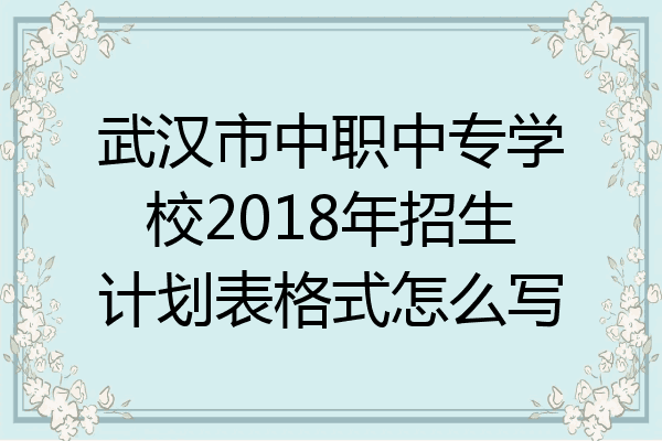 武汉市中职中专学校2018年招生计划表格式怎么写