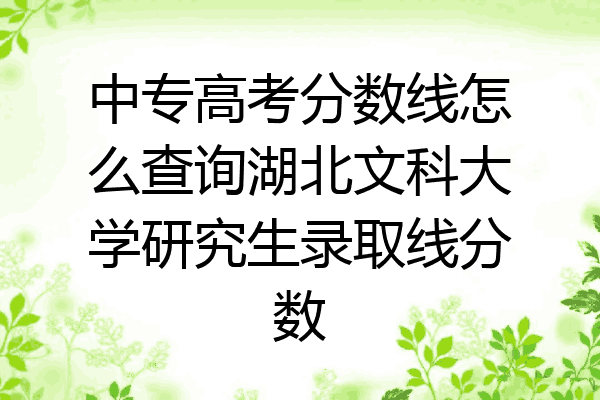 中专高考分数线怎么查询湖北文科大学研究生录取线分数
