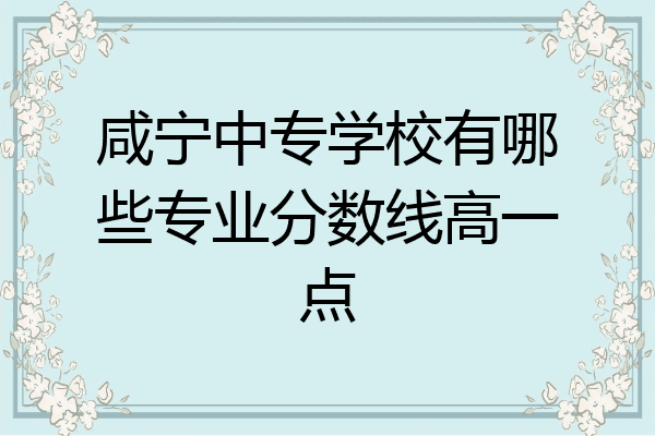 咸宁中专学校有哪些专业分数线高一点