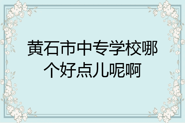 黄石市中专学校哪个好点儿呢啊