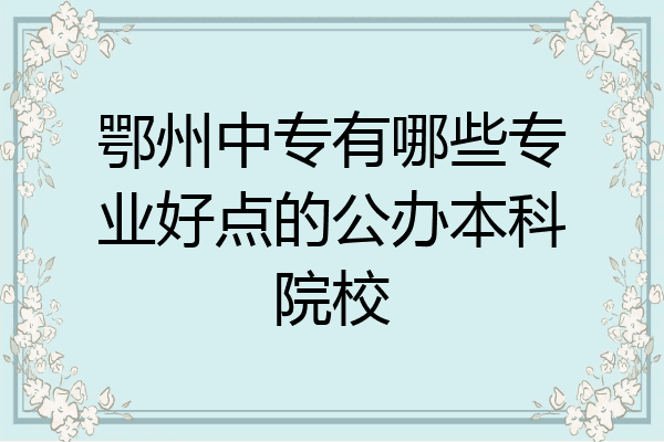 鄂州中专有哪些专业好点的公办本科院校