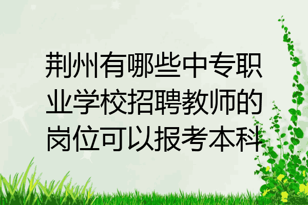 荆州有哪些中专职业学校招聘教师的岗位可以报考本科