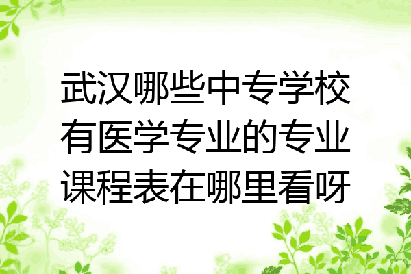 武汉哪些中专学校有医学专业的专业课程表在哪里看呀