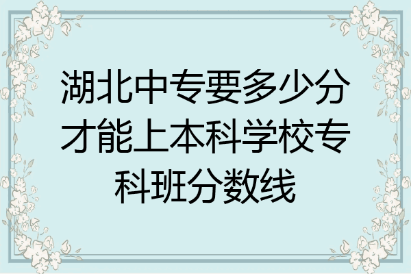 湖北中专要多少分才能上本科学校专科班分数线