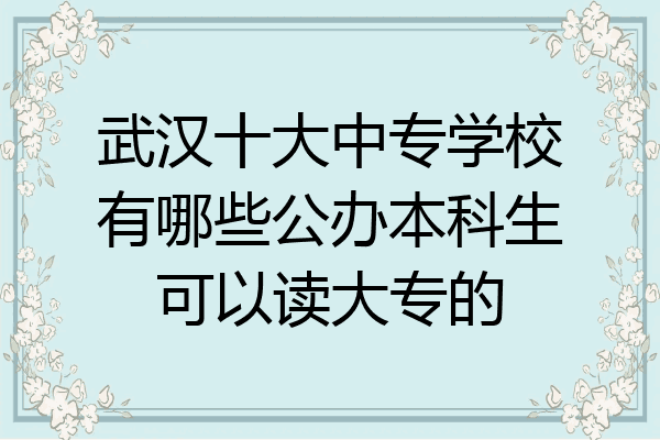 武汉十大中专学校有哪些公办本科生可以读大专的