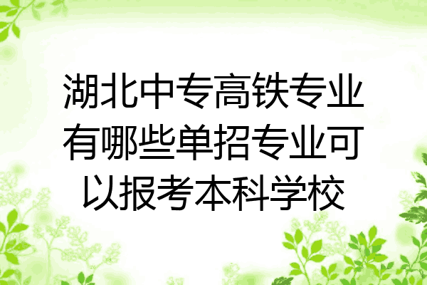 湖北中专高铁专业有哪些单招专业可以报考本科学校