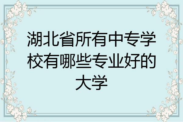 湖北省所有中专学校有哪些专业好的大学