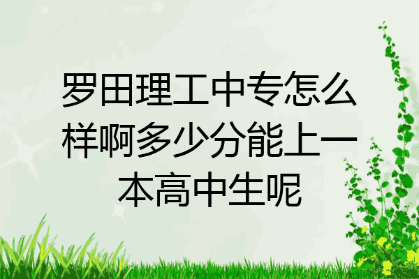 罗田理工中专怎么样啊多少分能上一本高中生呢