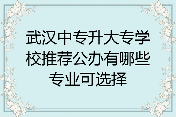 武汉中专升大专学校推荐公办有哪些专业可选择