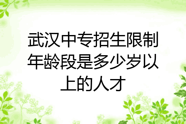 武汉中专招生限制年龄段是多少岁以上的人才