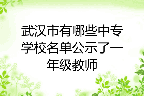 武汉市有哪些中专学校名单公示了一年级教师