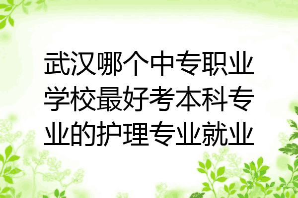 武汉哪个中专职业学校最好考本科专业的护理专业就业