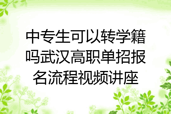 中专生可以转学籍吗武汉高职单招报名流程视频讲座