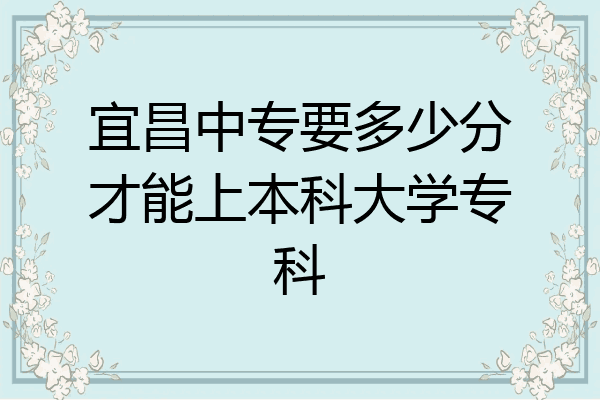 宜昌中专要多少分才能上本科大学专科