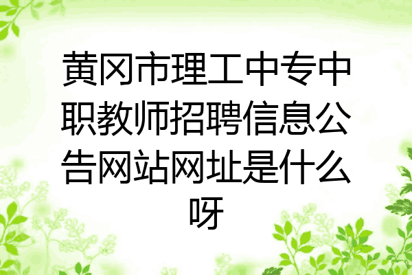 黄冈市理工中专中职教师招聘信息公告网站网址是什么呀