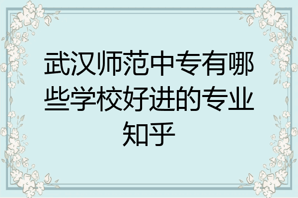 武汉师范中专有哪些学校好进的专业知乎