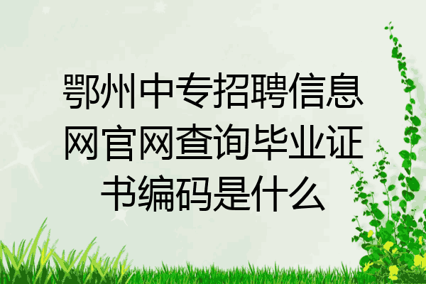 鄂州中专招聘信息网官网查询毕业证书编码是什么