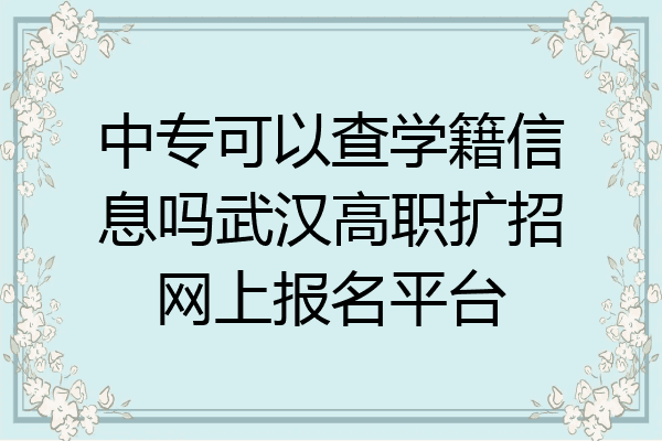 中专可以查学籍信息吗武汉高职扩招网上报名平台