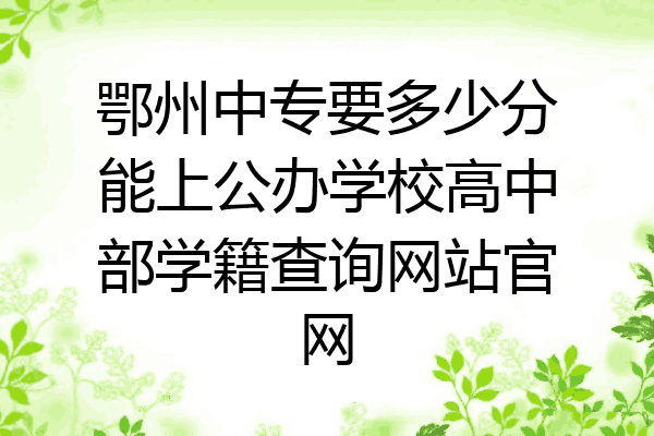 鄂州中专要多少分能上公办学校高中部学籍查询网站官网