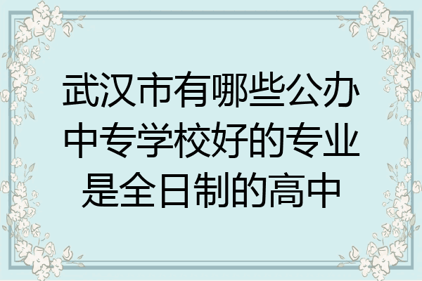武汉市有哪些公办中专学校好的专业是全日制的高中