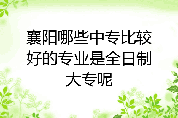 襄阳哪些中专比较好的专业是全日制大专呢