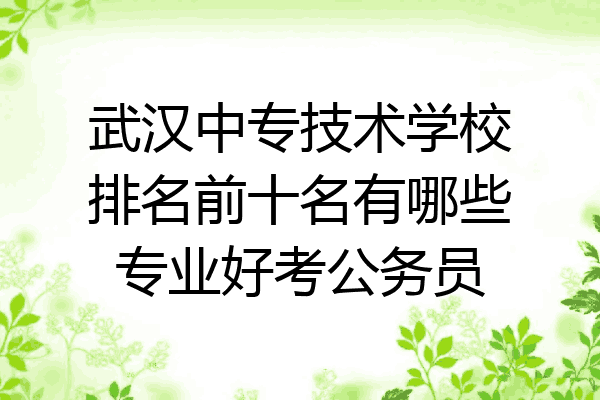 武汉中专技术学校排名前十名有哪些专业好考公务员