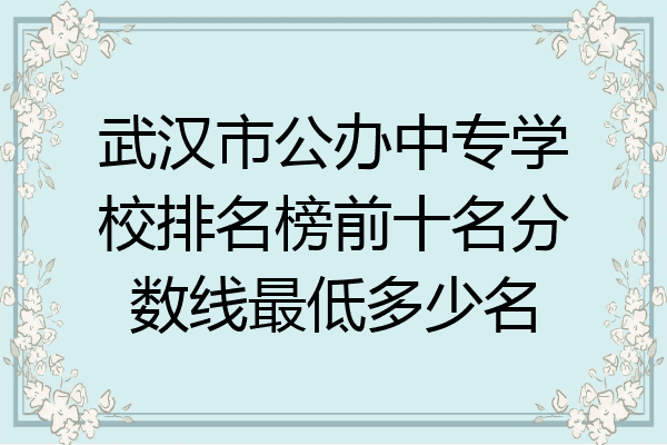 武汉市公办中专学校排名榜前十名分数线最低多少名