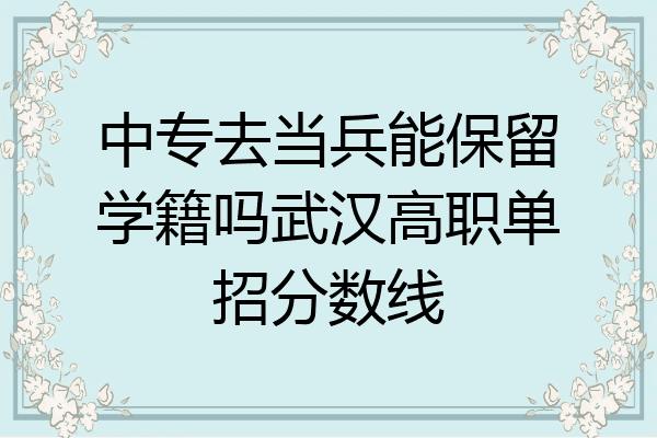 中专去当兵能保留学籍吗武汉高职单招分数线