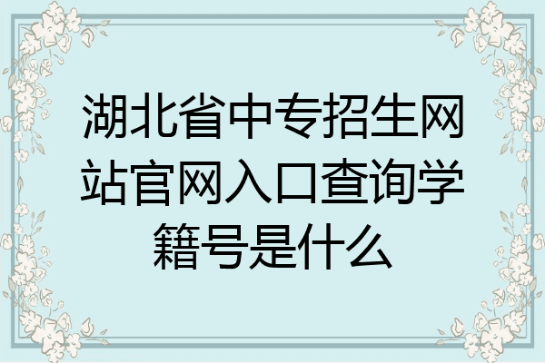 湖北省中专招生网站官网入口查询学籍号是什么