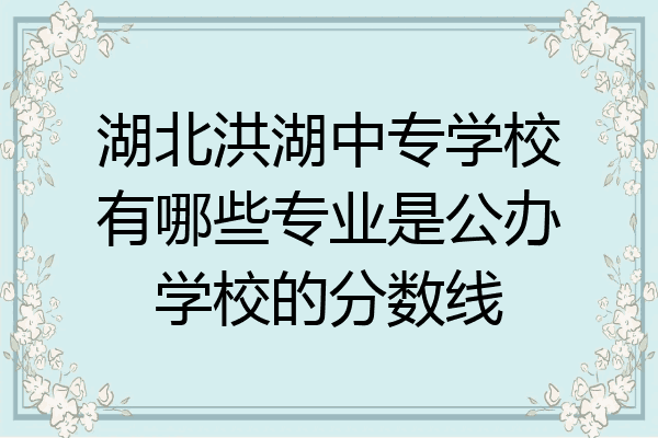 湖北洪湖中专学校有哪些专业是公办学校的分数线