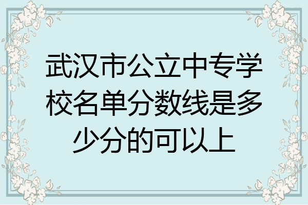 武汉市公立中专学校名单分数线是多少分的可以上