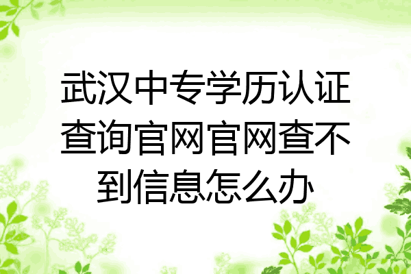 武汉中专学历认证查询官网官网查不到信息怎么办