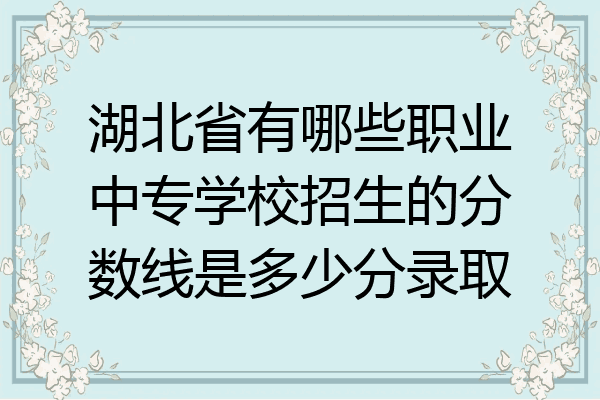 湖北省有哪些职业中专学校招生的分数线是多少分录取