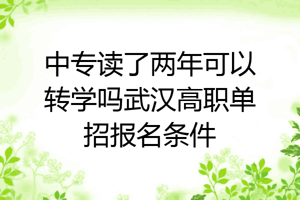 中专读了两年可以转学吗武汉高职单招报名条件