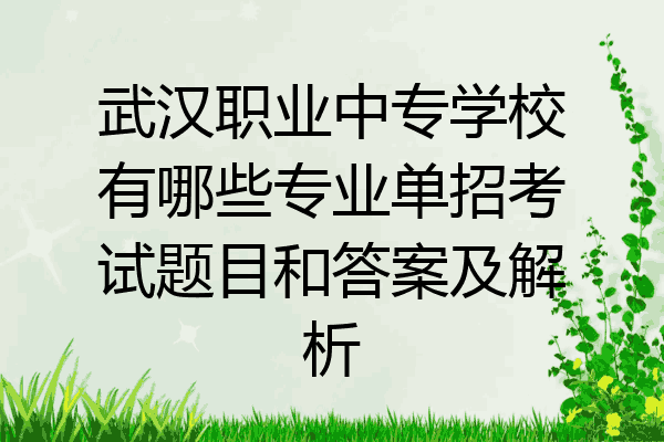 武汉职业中专学校有哪些专业单招考试题目和答案及解析