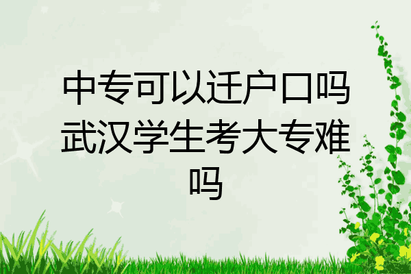 中专可以迁户口吗武汉学生考大专难吗