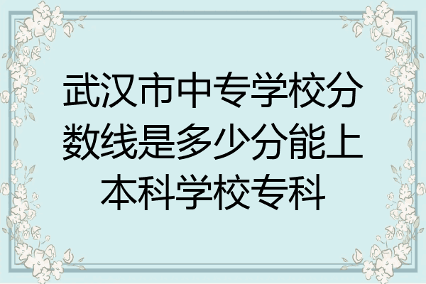 武汉市中专学校分数线是多少分能上本科学校专科