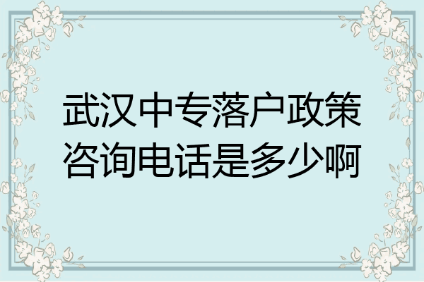 武汉中专落户政策咨询电话是多少啊