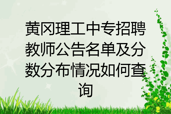 黄冈理工中专招聘教师公告名单及分数分布情况如何查询