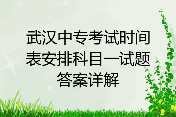 武汉中专考试时间表安排科目一试题答案详解