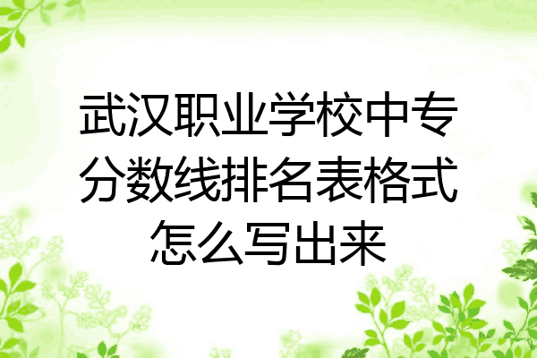 武汉职业学校中专分数线排名表格式怎么写出来