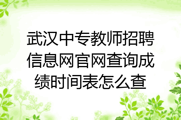 武汉中专教师招聘信息网官网查询成绩时间表怎么查