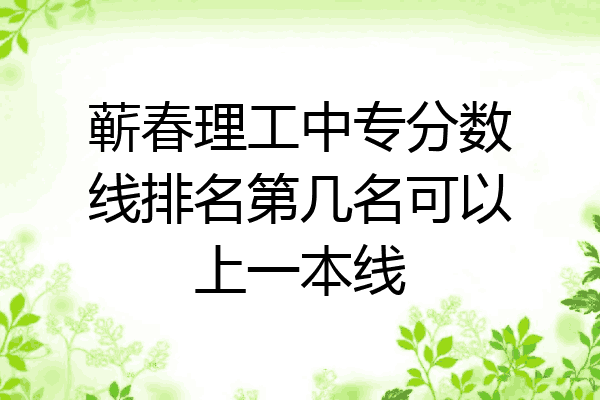 蕲春理工中专分数线排名第几名可以上一本线